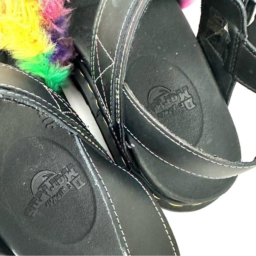 NWOB Dr. Marten Voss II Fluffy rainbow Pride faux fur sandals 7/38 - Picture 14 of 16
